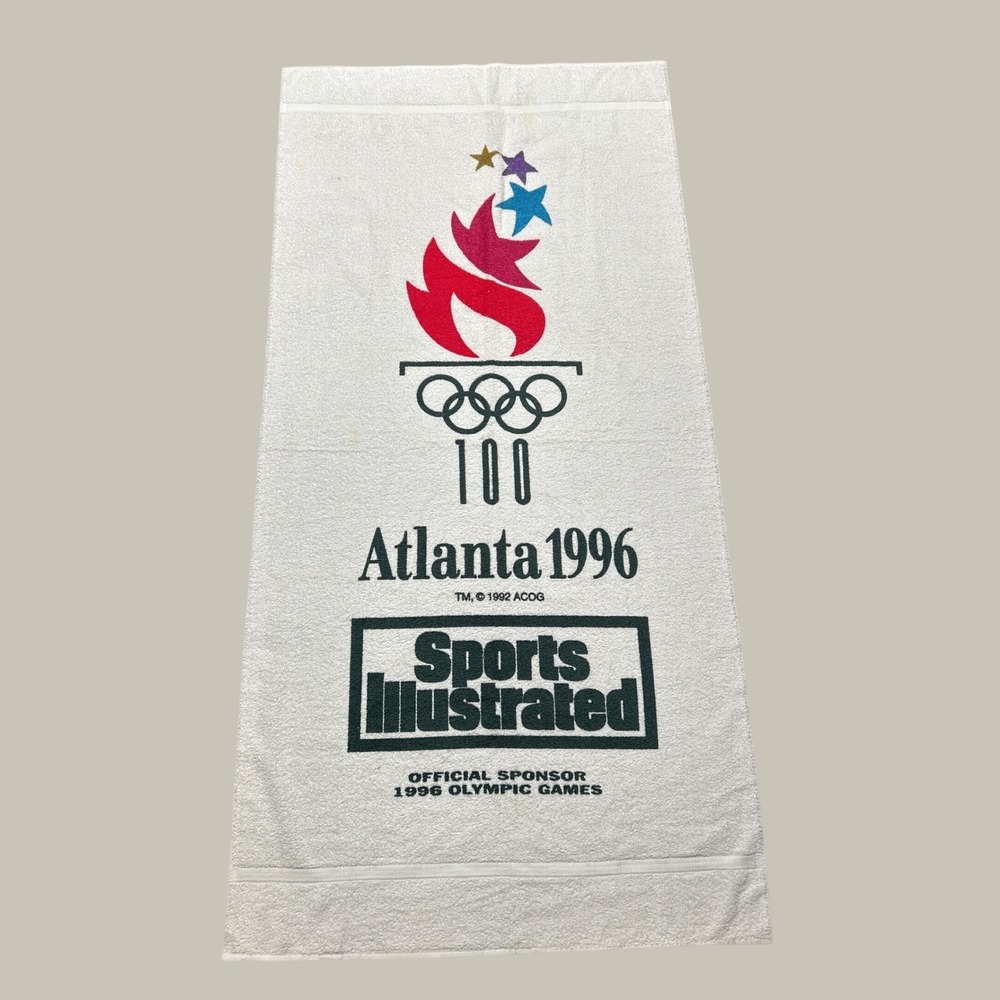 Vintage Dundee Beach Towel White 1996 Atlanta Olympics Sports Illustrated Cotton